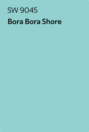 A Sherwin-Williams Color Chip for Bora Bora Shore SW 9045.