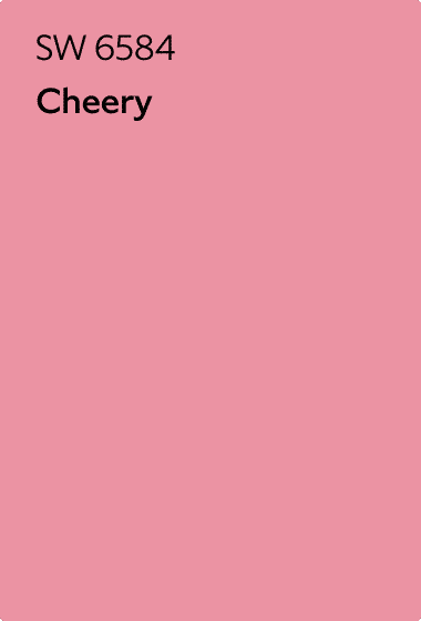 A Sherwin-Williams Color Chip for Cheery SW 6584.