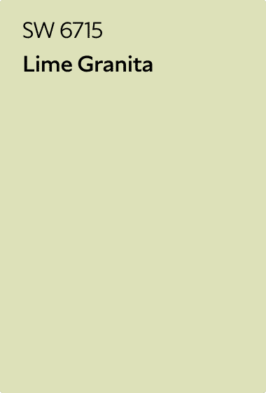 A Sherwin-Williams Color Chip for Lime Granita SW 6715.