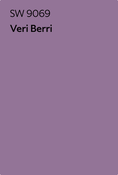 A Sherwin-Williams Color Chip for Veri Berri SW 9069.